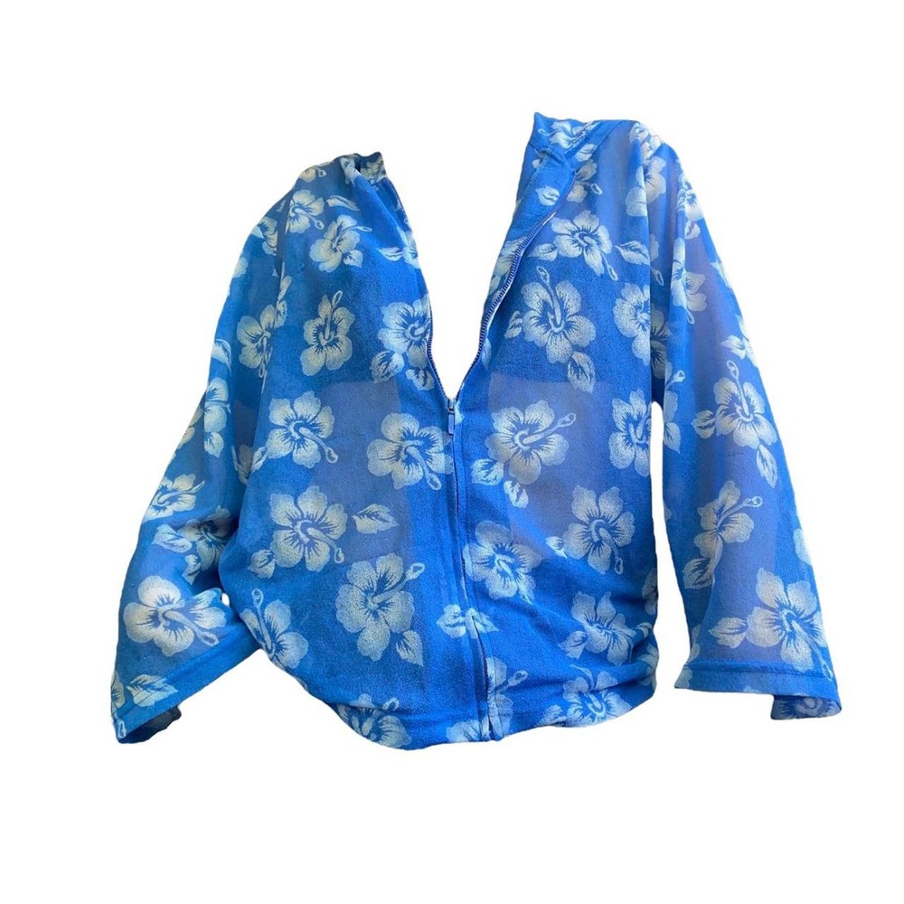 Vintage y2k hibiscus sheer oversized Hoodie